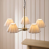 Endon Sylvie 5lt Pendant Antique brass plate & vintage white cotton