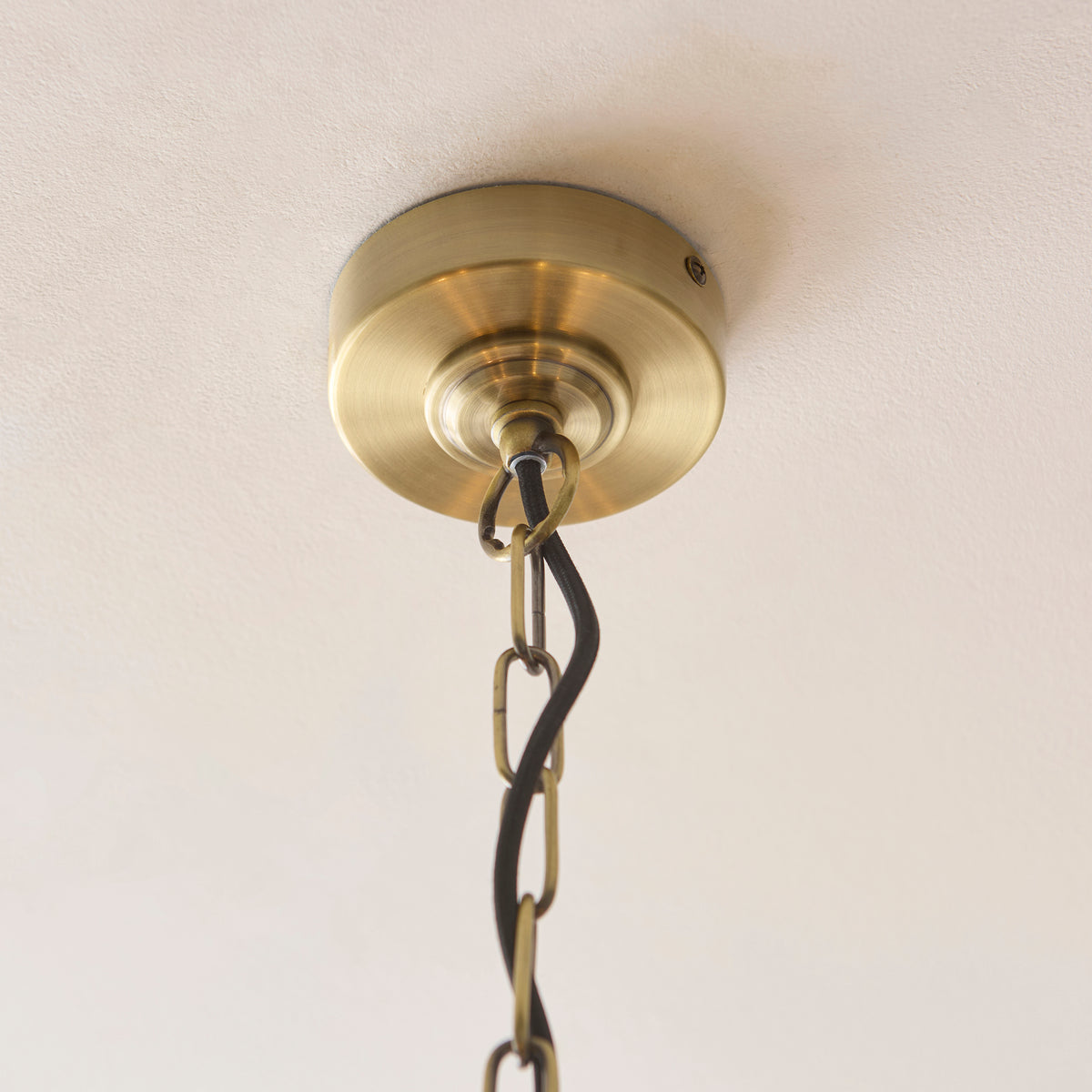 Endon Sylvie 5lt Pendant Antique brass plate & vintage white cotton