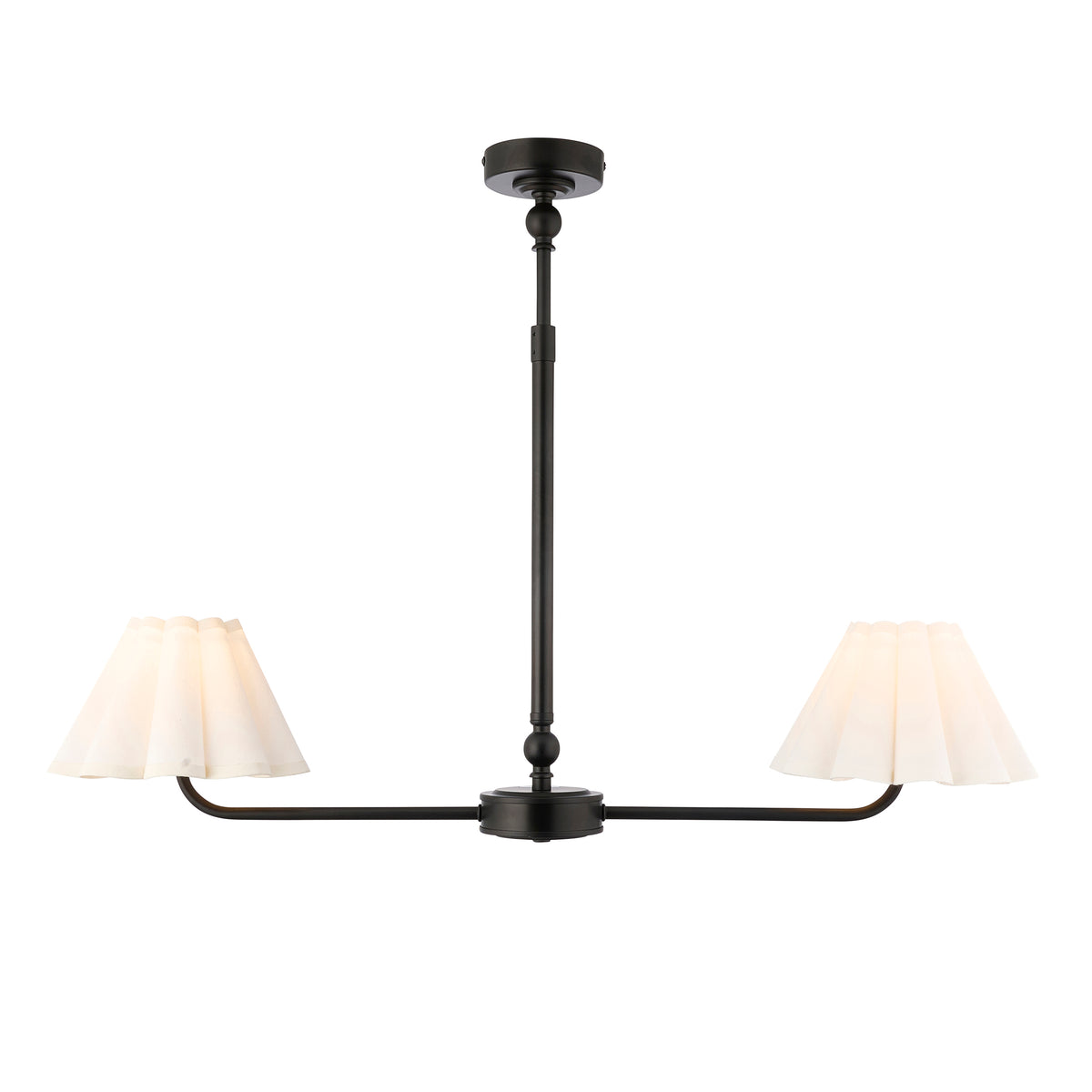 Endon Sylvie 2lt Linear Pendant Matt black & vintage white cotton