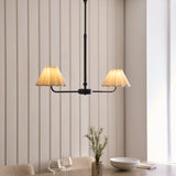 Endon Sylvie 2lt Linear Pendant Matt black & vintage white cotton