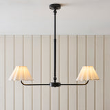 Endon Sylvie 2lt Linear Pendant Matt black & vintage white cotton