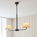Endon Sylvie 2lt Linear Pendant Matt black & vintage white cotton