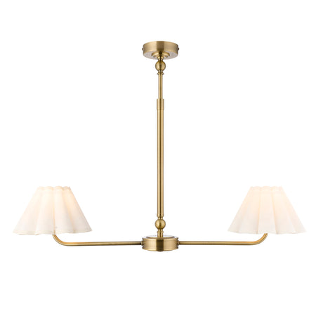 Endon Sylvie 2lt Linear Pendant Antique brass plate & vintage white cotton