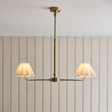 Endon Sylvie 2lt Linear Pendant Antique brass plate & vintage white cotton