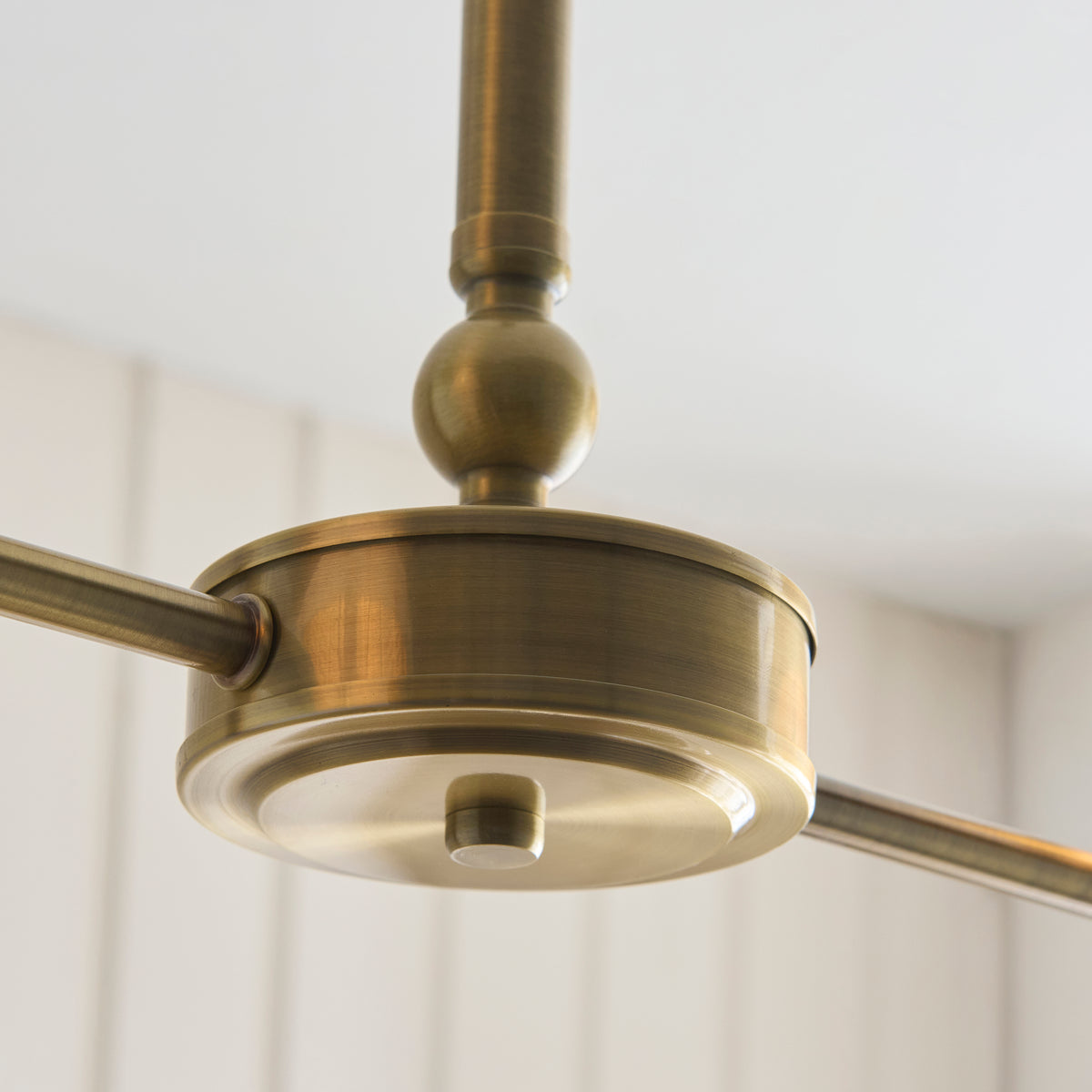 Endon Sylvie 2lt Linear Pendant Antique brass plate & vintage white cotton