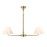 Endon Sylvie 2lt Linear Pendant Antique brass plate & vintage white cotton
