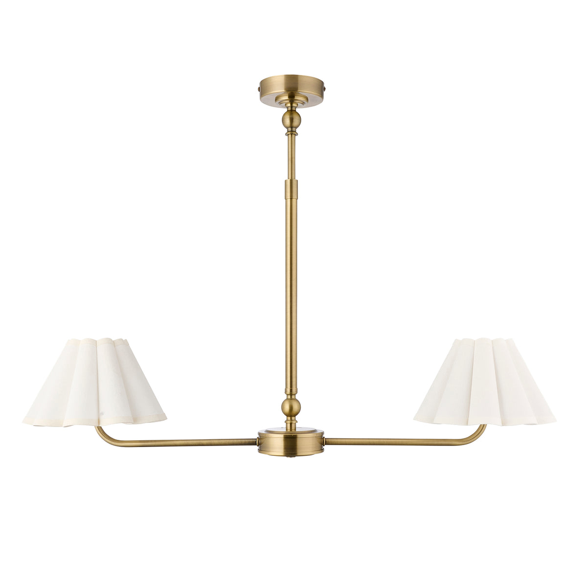 Endon Sylvie 2lt Linear Pendant Antique brass plate & vintage white cotton