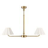 Endon Sylvie 2lt Linear Pendant Antique brass plate & vintage white cotton
