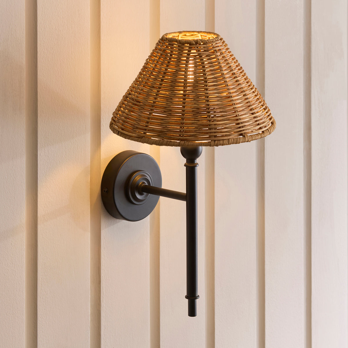 Endon Jericho Wall Matt black & dark rattan