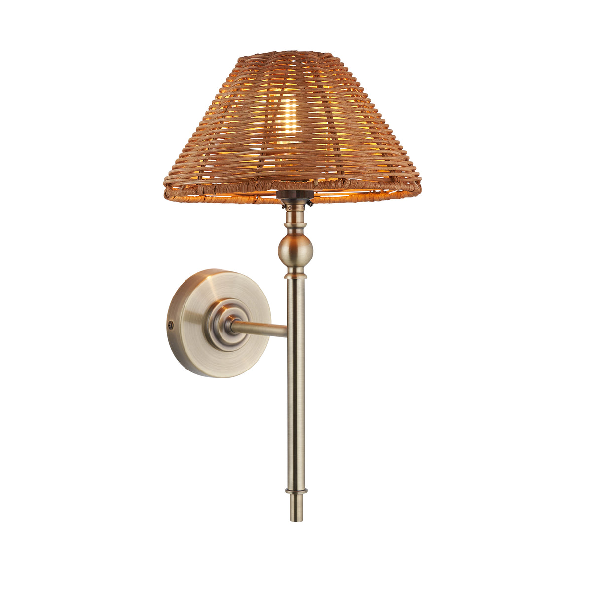 Endon Jericho Wall Antique brass plate & dark rattan