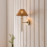 Endon Jericho Wall Antique brass plate & dark rattan