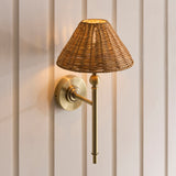 Endon Jericho Wall Antique brass plate & dark rattan