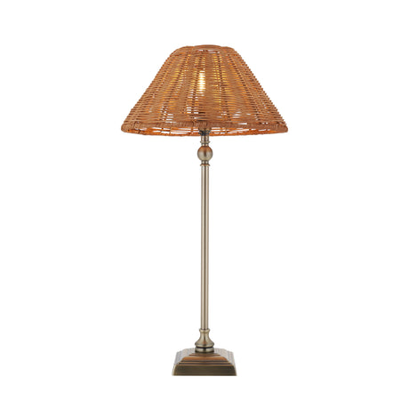 Endon Jericho Table Antique brass plate & dark rattan