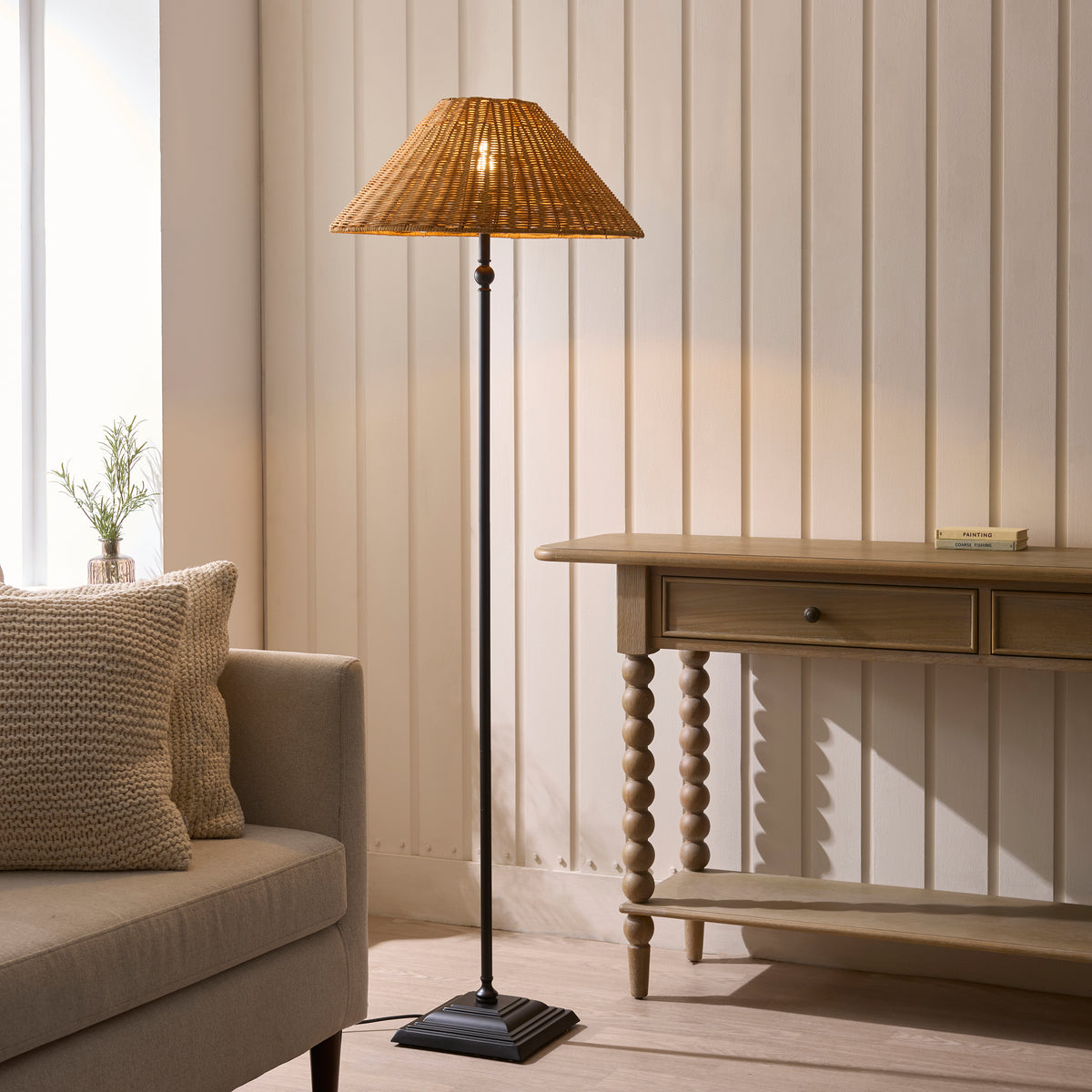 Endon Jericho Floor Matt black & dark rattan