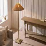 Endon Jericho Floor Antique brass plate & dark rattan