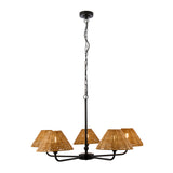 Endon Jericho 5lt Pendant Matt black & dark rattan