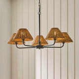 Endon Jericho 5lt Pendant Matt black & dark rattan