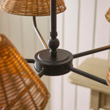 Endon Jericho 5lt Pendant Matt black & dark rattan