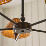 Endon Jericho 5lt Pendant Matt black & dark rattan