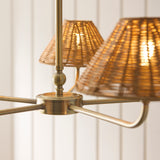 Endon Jericho 5lt Pendant Antique brass plate & dark rattan