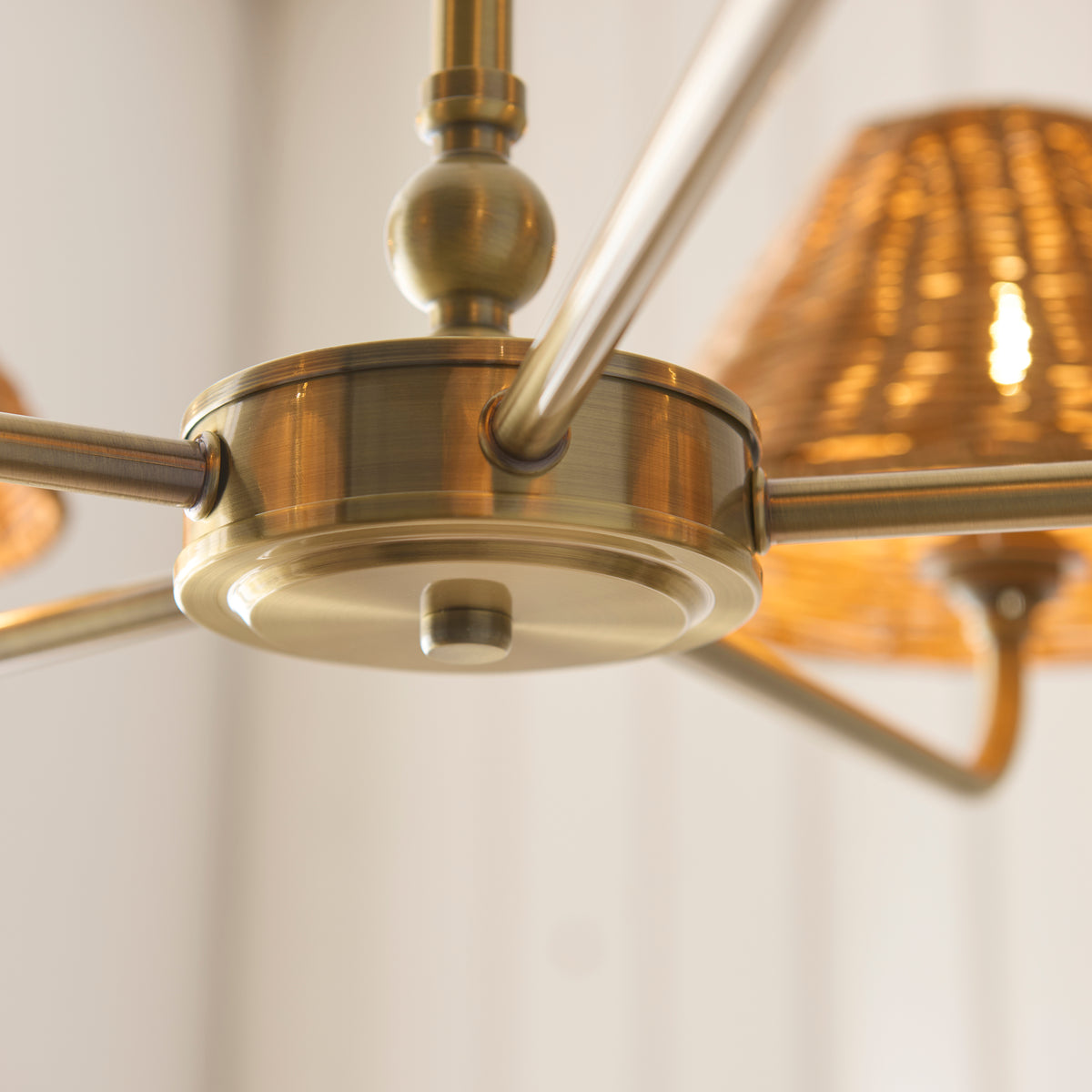Endon Jericho 5lt Pendant Antique brass plate & dark rattan