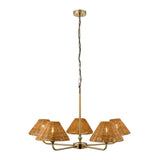 Endon Jericho 5lt Pendant Antique brass plate & dark rattan