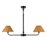Endon Jericho 2lt Linear Pendant Matt black & dark rattan