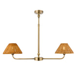 Endon Jericho 2lt Linear Pendant Antique brass plate & dark rattan