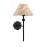 Endon Jericho Wall Matt black & natural rattan