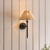 Endon Jericho Wall Matt black & natural rattan