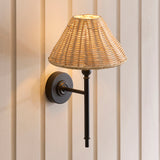 Endon Jericho Wall Matt black & natural rattan