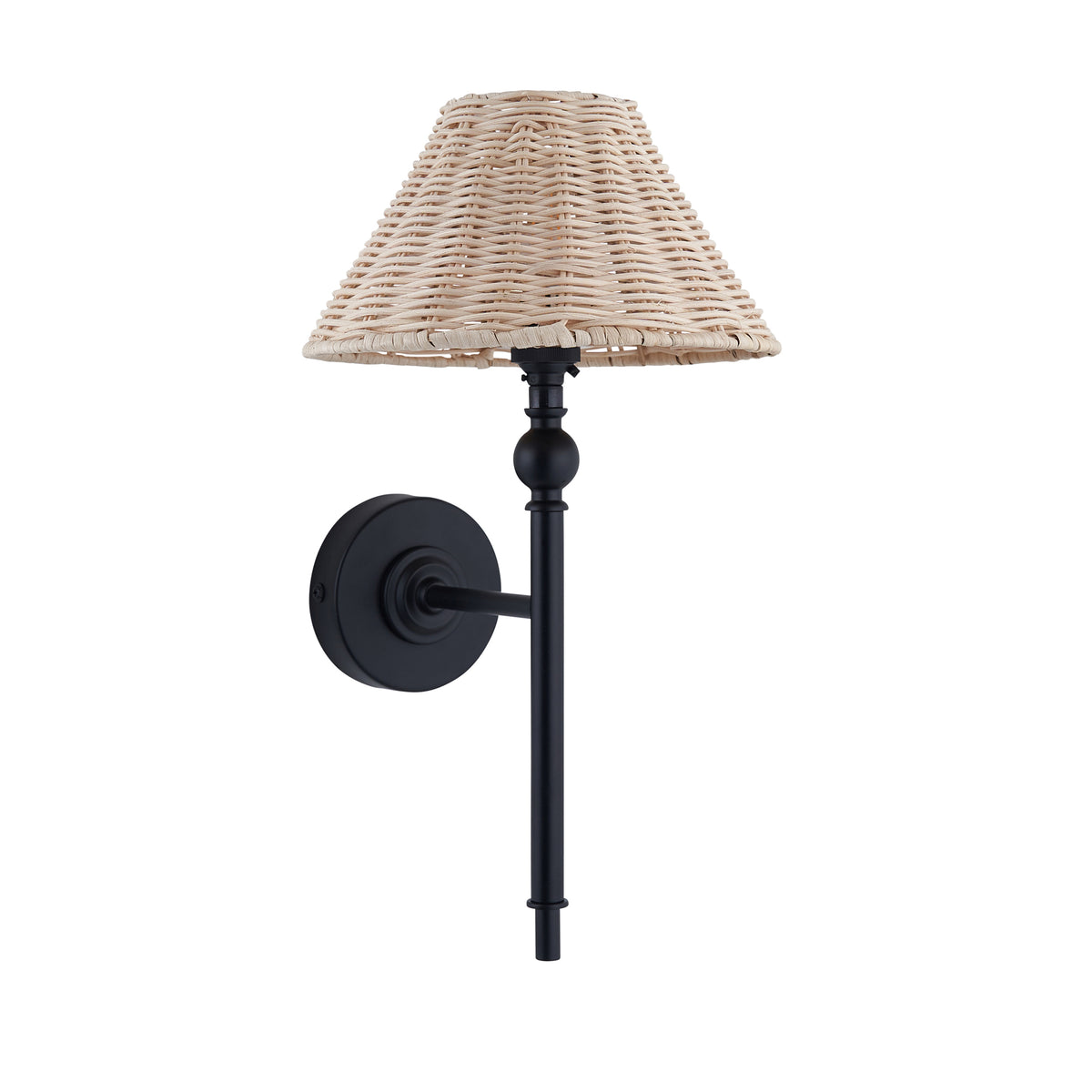 Endon Jericho Wall Matt black & natural rattan