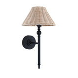 Endon Jericho Wall Matt black & natural rattan