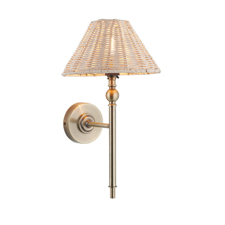 Endon Jericho Wall Antique brass plate & natural rattan