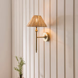 Endon Jericho Wall Antique brass plate & natural rattan