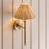 Endon Jericho Wall Antique brass plate & natural rattan