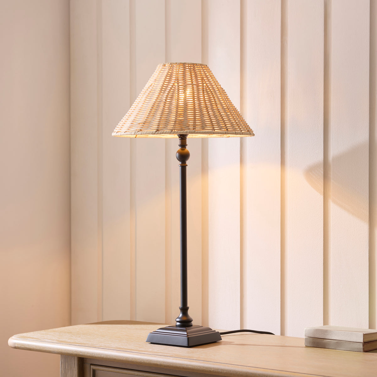 Endon Jericho Table Matt black & natural rattan