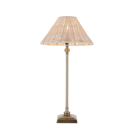 Endon Jericho Table Antique brass plate & natural rattan