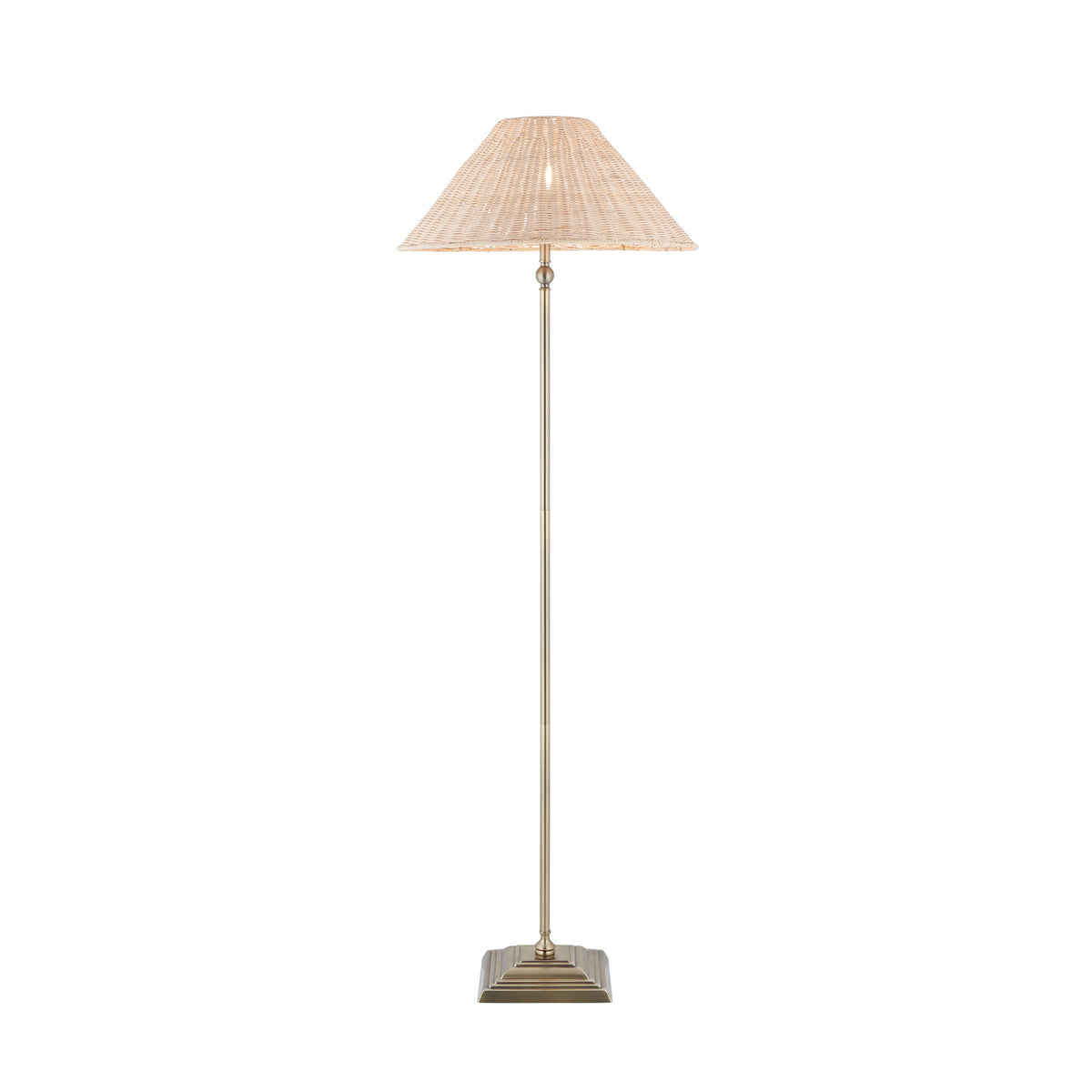 Endon Jericho Floor Antique brass plate & natural rattan