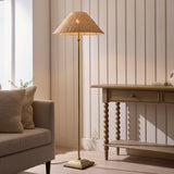 Endon Jericho Floor Antique brass plate & natural rattan