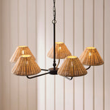Endon Jericho 5lt Pendant Matt black & natural rattan