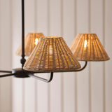 Endon Jericho 5lt Pendant Matt black & natural rattan