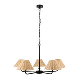 Endon Jericho 5lt Pendant Matt black & natural rattan