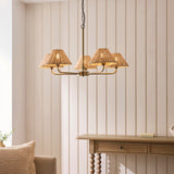 Endon Jericho 5lt Pendant Antique brass plate & natural rattan