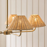 Endon Jericho 5lt Pendant Antique brass plate & natural rattan