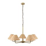 Endon Jericho 5lt Pendant Antique brass plate & natural rattan