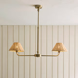 Endon Jericho 2lt Linear Pendant Antique brass plate & natural rattan