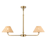 Endon Jericho 2lt Linear Pendant Antique brass plate & natural rattan