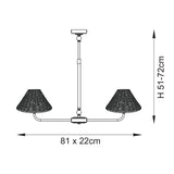 Endon Jericho 2lt Linear Pendant Antique brass plate & natural rattan