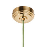 Endon Eltham & Leaf 40cm Pendant Brushed aged brass plate & herb garden green fabric